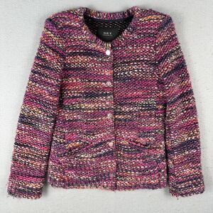 Set Urban Deluxe Knit Blazer Jacket Women’s‎ 6 Purple Snap Front Pocket V Neck